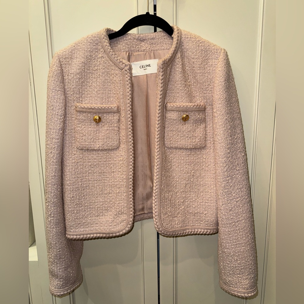 Celine Soft Pink Tweed Jacket - Picture 3 of 9